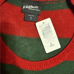 Nightmare on Elm St Sweater Dress New - Red and Green
